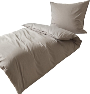 Traumschlaf Basic Uni Bettwäsche Chambray|140x200 cm + 70x90 cm| grauTraumschlaf Basic Uni Bettwäsche Chambray