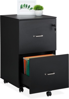 relaxdays Rollcontainer mit Hängeregist, schwarz