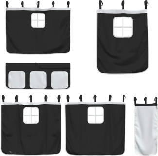 vidaXL Betthimmel Vorhänge für Hochbett Weiß und Schwarz Polyester
