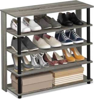 Furinno Schuhregal mit 5 Ablageflächen, holz, Französisches Eichengrau, 29. 97x29. 97x74. 8 cm