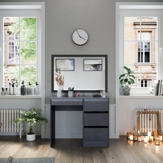Vicco Schminktisch Anthrazit 90 cm mit 4 Schubladen, Sherry