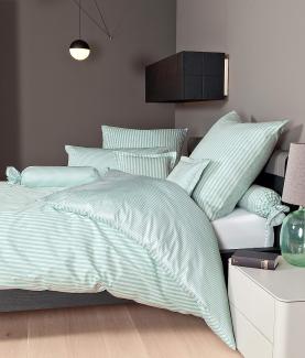 Janine Mako Satin Bettwäsche 2 teilig Bettbezug 155x200 cm Kopfkissenbezug 80x80 cm Modernclassic 3912-16 jadegrün