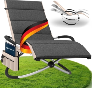 Relax-Schaukelliege inkl. Seitentasche Creme + Auflage Anthrazit