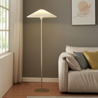 Stehleuchte Appledore Metall 147 cm Goldfarben/Weiß [lux. pro]