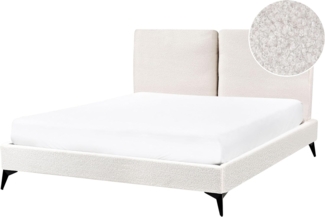 Bett mit Lattenrost Bouclé MELLE 140 x 200 cm Cremeweiß