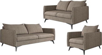 S-Style Möbel Polstergarnitur 3+2+1 Azalea mit Schwarz Metall Füßen aus Luxusmikrofaser, (1x 3-Sitzer-Sofa, 1x 2-Sitzer-Sofa, 1x Sessel), mit Wellenfederung