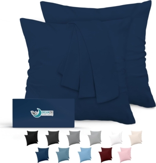 Kissenbezug 65x65 Dunkelblau 2er Set Mikrofaser Oeko-TEX Zertifiziert Dreamzie - Kopfkissenbezug 65x65 Weich