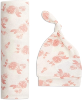 aden + anais™ Snuggle Knit™ Pucktuch-Geschenkset, Wickeltuch und Baby-Mütze-Set, superweich und dehnbar, Geschenke für Neugeborene Mädchen und Jungen, Rosettes