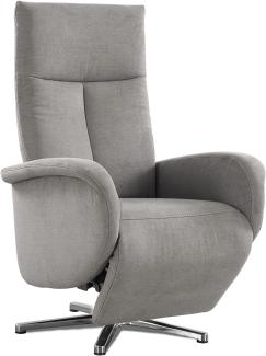 CAVADORE TV-Sessel Juba / Pflegeleichter Fernsehsessel mit manuell verstellbarer Relaxfunktion / 75 x 112 x 82 / Soft Clean Bezug, Silber
