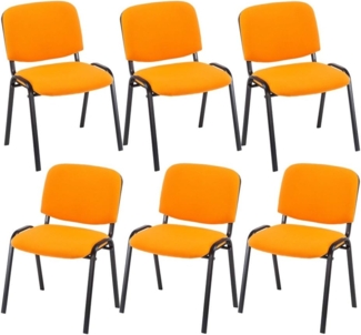 CLP 6er Set Besucherstuhl Ken Stoff stapelbar und mit robustem Metallgestell,orange