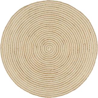 vidaXL Teppich Handgefertigt Jute mit Spiralen-Design Weiß 120 cm 133717