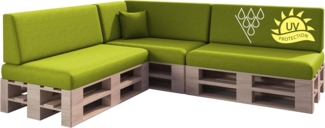 sunnypillow Palettenkissen mit abnehmbarem Bezug UV - beständig Outdoor wasserdicht Kaltschaum Palettenauflage Palettenpolster Palettensofa Sitzkissen Rückenlehne 8er Set 120x80 Grün