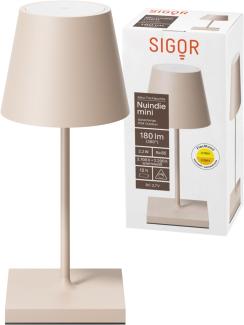 LED Tischleuchte, beige, Aluminium, Touchdimmer, Akku, H 25 cm