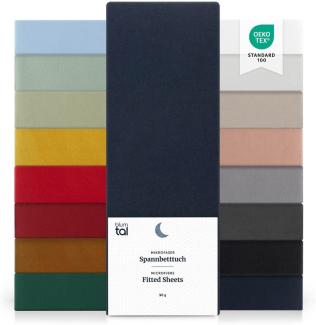 Blumtal® Spannbettlaken Microfaser - Spannbettlaken 90x190 cm im 2er Pack - Oekotex zertifizierter Bettbezug in 90x190 cm - Bettlaken für Matratzen im Set 90x190 cm - Bettbezug -Dark Ocean Blue - Blau