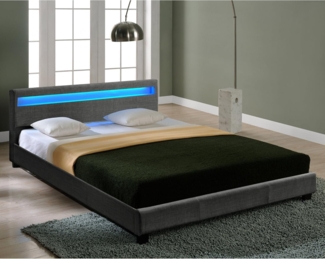 Corium Polsterbett, Doppelbett 140x200 cm, dunkelgrau, mit LED Beleuchtung