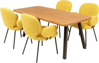 LC Home Essgruppe LC Home Essgruppe Lille Esstisch Wildeiche Esszimmerstühle Teddystoff