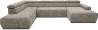 DOMO. collection Brandon Sofa, Wohnlandschaft mit Rückenfunktion in U-Form, Polsterecke Eckgarnitur, weißgrau, 228 x 359 x 175 cm