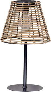 Levandeo® LED Solarleuchte, Solar Tischlampe Rattanoptik H34cm Natur Schwarz Lampe Leuchte
