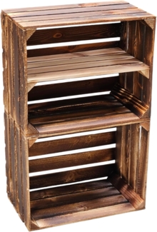 Holzkisten 2er Set dunkel 50 x 40 x 30 cm Ablage Lang