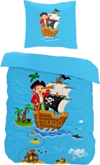 JACK Babybettwäsche 100x135 cm Piratenschiff Pirat Schatz, Renforcé, 2 teilig, Babybettwäsche für kleine Piraten und Abenteurer