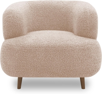 DOMO. collection Sessel Melo, Polstersessel in organischer Form mit Taschenfederkern, gepolsterte Rückenlehne, Holzfüße, Armsessel, Cocktailsessel, Loungesessel, 90 x 86 x 73 cm (BxTxH), Creme