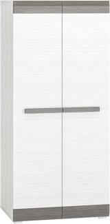 Kleiderschrank "Blanco" Drehtürenschrank 92cm Pinie weiß grau MDF