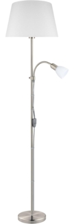Eglo 95686 Stehleuchte Conesa mit Schalter Textil, Glas weiß E14 - 1X60W und E27 -1X60W H:170cm Ø38cm mit Kabelschalter