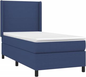 vidaXL Boxspringbett mit Matratze Blau 90x190 cm Stoff 3131239