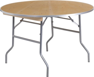 Flash Furniture 48RND Holz-Klapptisch, MTL-Rand, Stahl, natürlich, 121,9 cm, rund