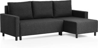 Traumnacht Schlafsofa Avallon, Ecksofa in L-Form mit Schlaffunktion und Stauraum in der Ottomane, produziert nach deutschem Qualitätsstandard, anthrazit, 136 x 224 x 80 cm