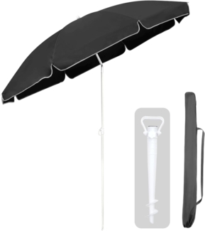 Sekey Sonnenschirm Ø 160 cm Rund Strandschirm Balkonschirm mit Tragetasch und Bodenhülse, LxB: 160x160 cm, 3-in-1 Sonnenschirm, Neigungswinkel und Höhe verstellbar,für Garten