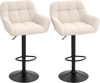 HOMCOM Barhocker für Bartheke Küche Esszimmer, höhenverstellbar, 360° Drehstuhl (Bistrohocker, 2 St, Barstuhl), Cremeweiß 57,5 x 52,5 x 93-114 cm