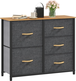 DWVO Kommode mit 5 Schubladen, langlebiger Stoff, Robustes Metallgestell, modern und funktional, ideal für Schlafzimmer, Wohnzimmer, Flur, Kinderzimmer, dunkelgrau