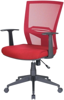 Dmora - Stuhl mit Rädern Palmerston, Mesh-Chefsessel mit Armlehnen, ergonomischer Bürositz, 59x64h96/106 cm, Rot