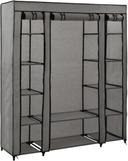 vidaXL Stoffschrank mit Fächern Kleiderstangen Grau 150x45x176cm 282436