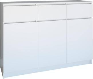 Oggi Lugo 3D3S Weiß Kommode, 3 Schubladen, modernes Design, Schlafzimmermöbel, Hochglanz, platzsparend, Einrichtungskommode