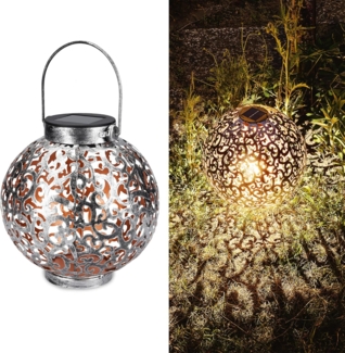 Navaris LED Solarleuchte LED-Solarlaterne aus Metall - mit Tragegriff - 16cm