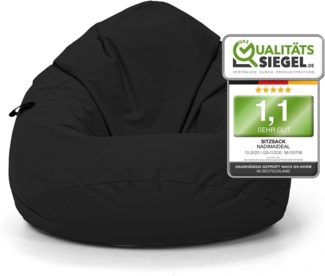 Nadimaideal Sitzsack Tropfenform Kastanie | Bodenkissen für Kinder & Erwachsene | Indoor & Outdoor | Gaming Sitzsack - Sitzkissen - Beanbag | Füllung EPS Perlen (Schwarz, XXL-Durchmesser 88 cm)