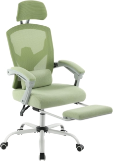 Sweetcrispy Büro-Computer-Schreibtisch Stuhl, Gaming-Stühle für Erwachsene, High-Back Mesh Rolling Swivel Reclining Stühle mit Rädern, Bequeme Lendenwirbelstütze, Bequeme Arme Grün