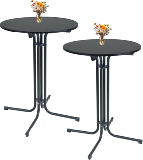 2x Stehtisch klappbar Ø 80 cm Höhe 110 cm Stahl Gastrotisch Partytisch Bistrotisch in Anthrazit
