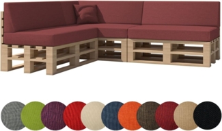 chilly pilley Palettenkissen Gartenkissen Palettenauflage Palettenpolster Indoor Outdoor Waschbar Abnehmbar Sitzkissen Rückenkissen (8er Set, Dunkelrot)