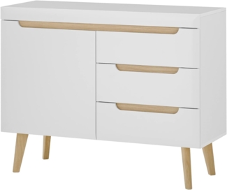 Sideboard Isgard in weiß und Eiche 107 cm