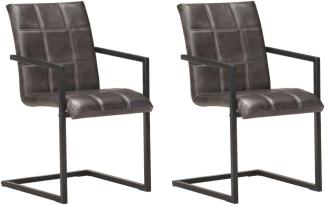 vidaXL Freischwinger 2 Stk. Grau Echtleder [321854]