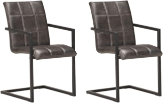 vidaXL Freischwinger 2 Stk. Grau Echtleder [321854]