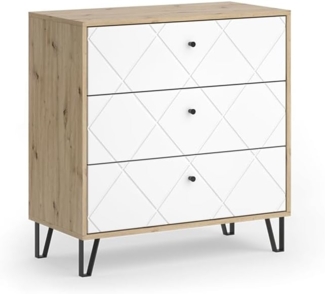 Kommode Nizza Artisan-Eiche 80.2 x 82.6 cm mit 3 Schubladen Vicco