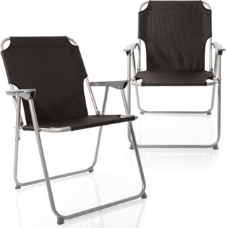 BigDean 2X Klappstuhl Faltstuhl Campingstuhl Angelstuhl schwarz robust klappbar bis 120kg belastbar klassischer Klappstuhl Gartenstuhl für Garten & Camping - Campingstuhl faltbar