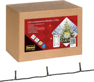 Idena LED-Lichterkette 240er NewTec, warmweiß, 31,9 m, 5 Farbtemperaturstufen, Timer, Dimmer, Memory