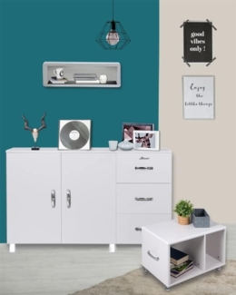 Miami Wandregal klein , Autometallic Lackierung, chromfarbenes Logo aus hochwertigem Autoschriftzug, hellgrau