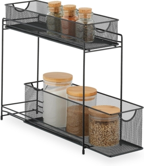 relaxdays Küchenregal Metall Küchenschrank Organizer, Schwarz