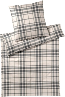 elegante Soft-Flanell Bettwäsche Alpenchic Karo natur|135x200 cm + 80x80 cm